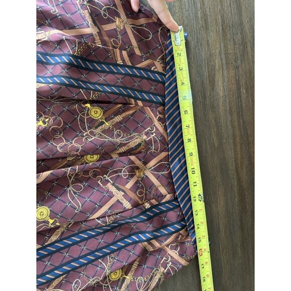 TALBOTS Satin Skirt Pleated Equestrian Status Print - Picture 6 of 7